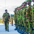 Inspector General of Police Doglas Kanja inspecting a National Police Service guard of honor