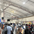 Frustrated travelers at JKIA after their flights were delayed for  hours (Image: UGC)
