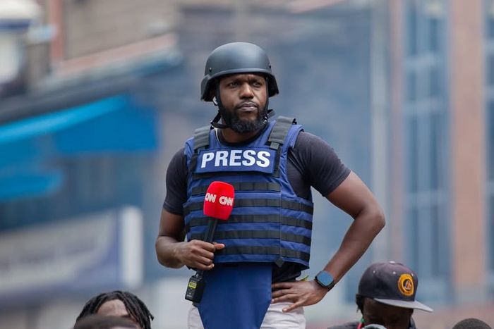 Larry Madowo during a past assignment