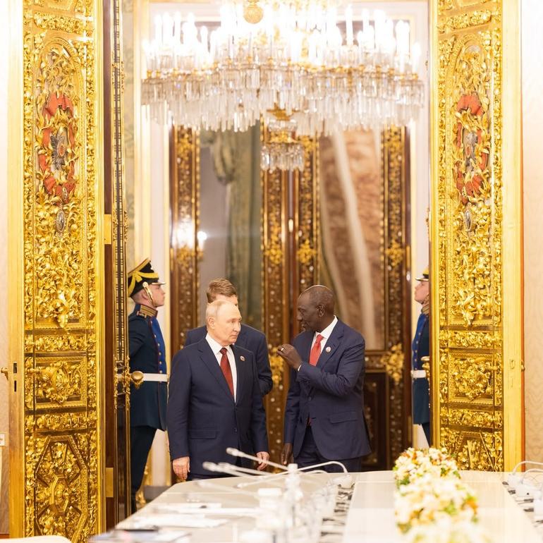 President William Ruto with President Vladimir Putin of Russia, during the Russia-Africa Summit