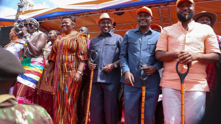 Gladys Wanga, Junet Mohamed, John Mbadi and Hassan Joho at a political rally in Samburu County on Friday, October 30, 2026.