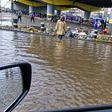 The aftermath of heavy rains on Saturday morning in Guithurai. The rains caused flooding in several parts of the city.