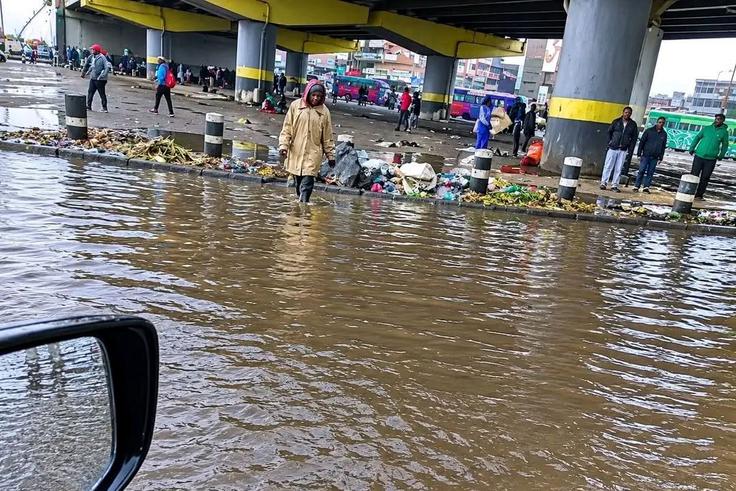 The aftermath of heavy rains on Saturday morning in Guithurai. The rains caused flooding in several parts of the city.