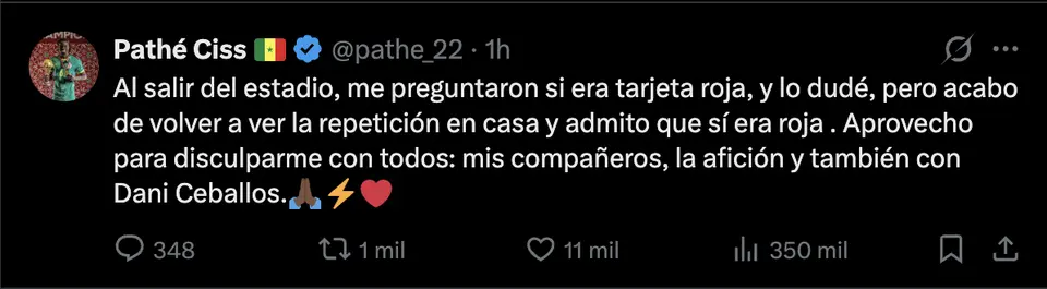 El mensaje de Pathé Ciss a Ceballos | CAPTURA