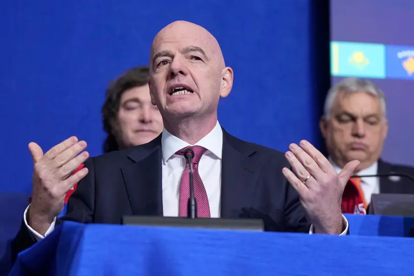 Gianni Infantino durante la reunión de la Junta por la Paz | AP