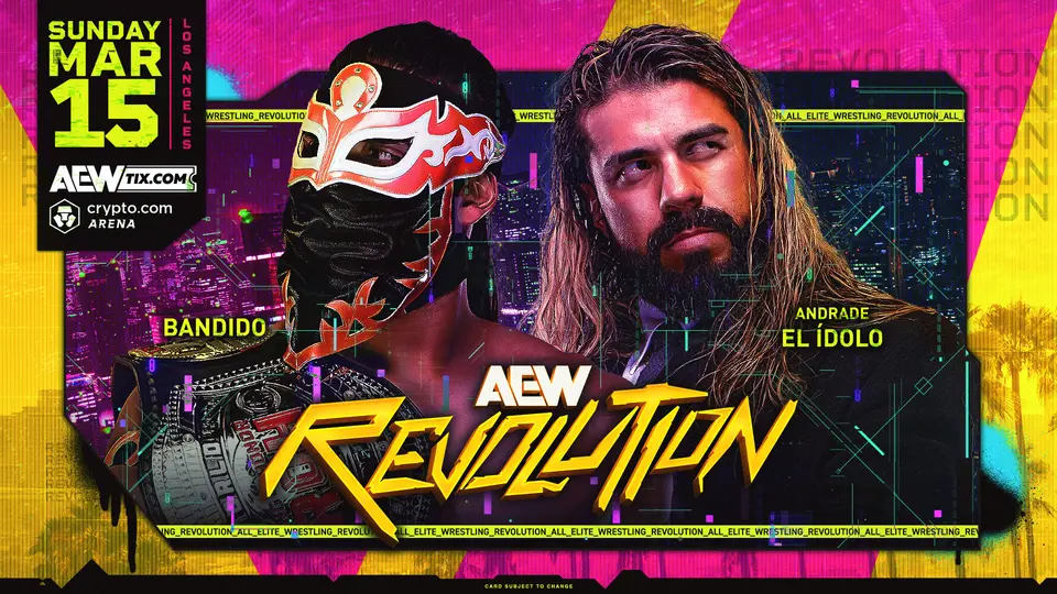 Bandido vs. Andrade El Ídolo en Revolution | Poster de la lucha AEW