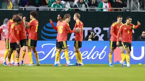 Jugadores de Bélgica celebrando gol ante México | MEXSPORT