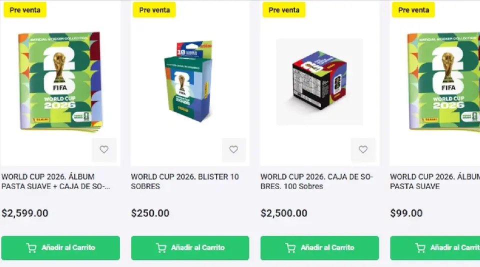Captura de Pantalla de los precios de Panini