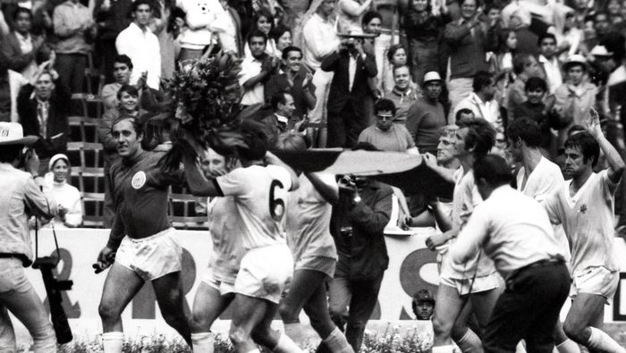 Jugadores de Alemania Federal en celebración en el partido por el tercer lugar en el Mundial de México 1970 | MEXSPORT