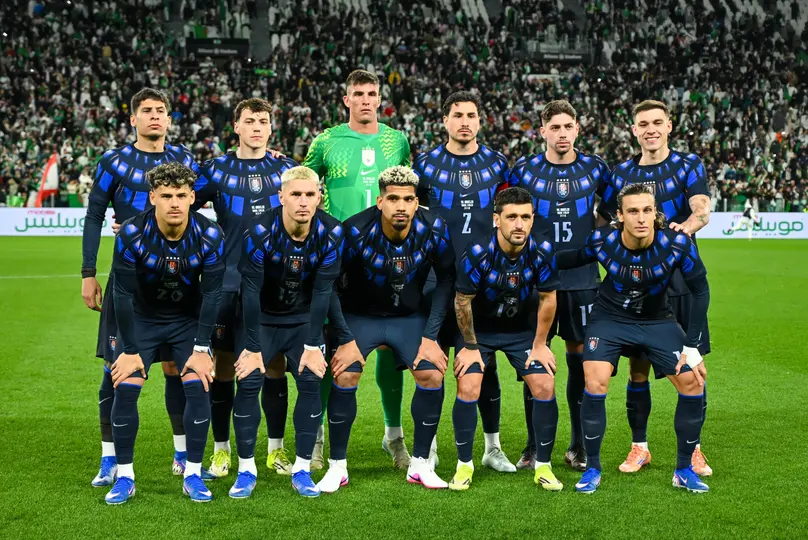Selección de Uruguay ante de empezar el partido ante Argelia l AP