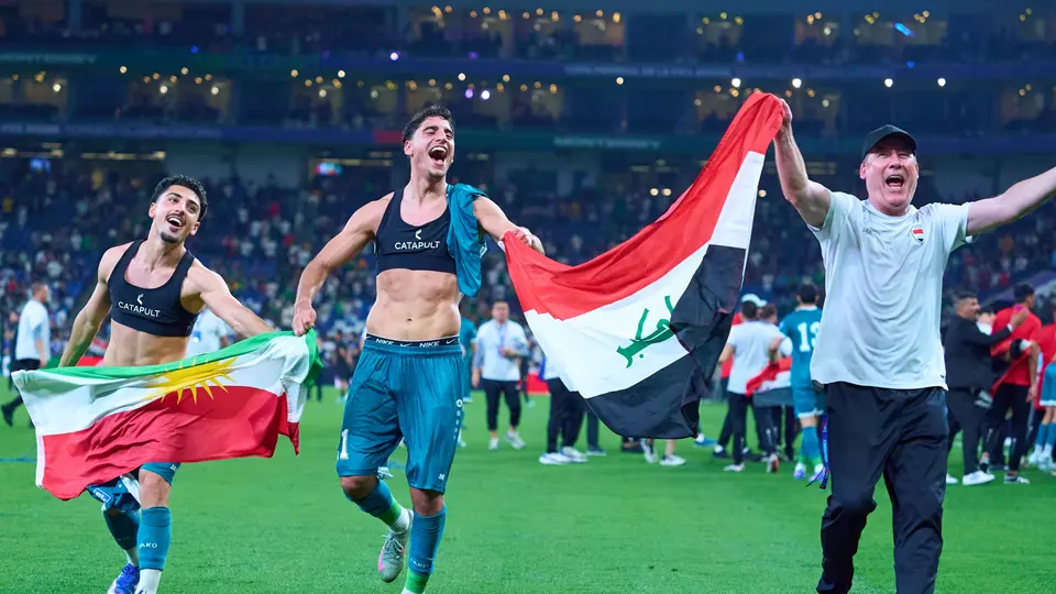 Jugadores de Iraq en celebración tras el triunfo ante Bolivia en el Repechaje Intercontinental rumbo al Mundial 2026 | MEXSPORT