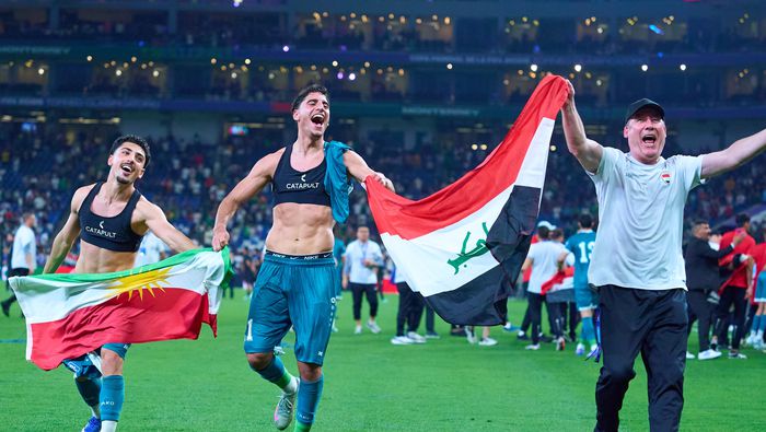 Jugadores de Iraq en celebración tras el triunfo ante Bolivia en el Repechaje Intercontinental rumbo al Mundial 2026 | MEXSPORT