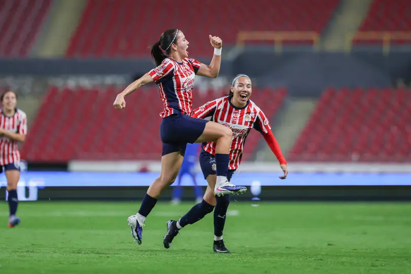 Alicia Cervantes en celebración con Chivas ante Pachuca en la Liguilla del Clausura 2026 de la Liga MX Femenil | MEXSPORT