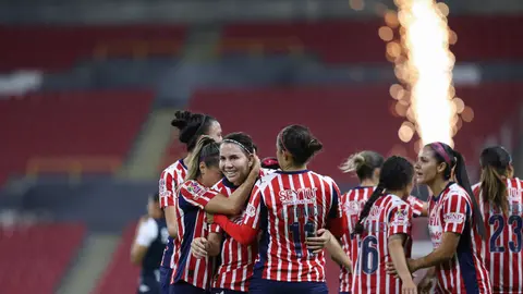 Alicia Cervantes en celebración con Chivas ante Pachuca en la Liguilla del Clausura 2026 de la Liga MX Femenil | MEXSPORT