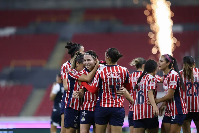 Alicia Cervantes en celebración con Chivas ante Pachuca en la Liguilla del Clausura 2026 de la Liga MX Femenil | MEXSPORT