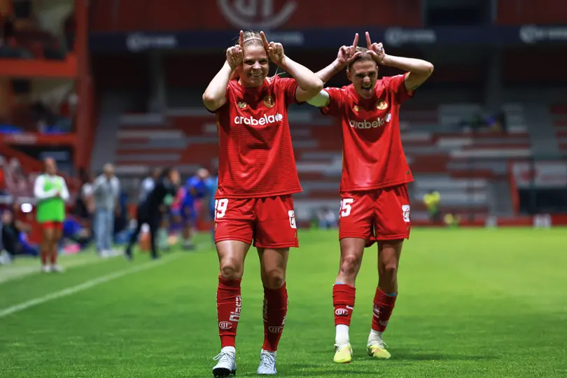Eugenie Le Sommer en celebración con Toluca en el partido contra Tigres en el Clausura 2026 de la Liga MX Femenil | MEXSPORT