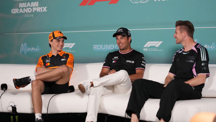 Checo Pérez en conferencia de prensa en el Gran Premio de Miami | AP