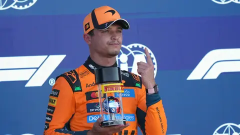 Lando Norris celebrando la pole en el GP de Miami
