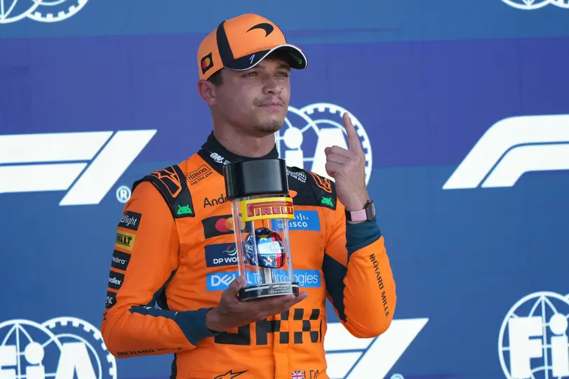 Lando Norris celebrando la pole en el GP de Miami