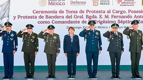 La gobernadora Delfina Gómez acudió a la Zona Militar de Santa Lucía en el Edomex / Redes Sociales