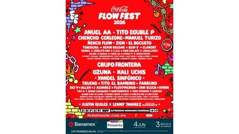 Ozuna, Manuel Turizo, Farruko y Yandel Sinfónico forman parte de los artistas confirmados para la edición 2026./ FB: Coca Cola Flow