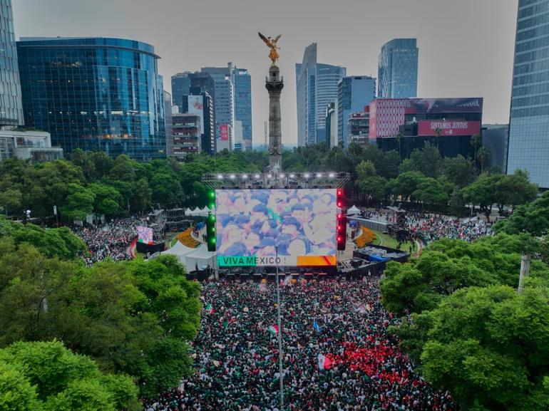 Ángel de la Independencia previo al partido México vs Ecuador | CORTESÍA SSC