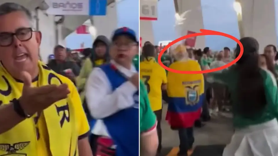 VIDEO: Mexicana arroja cerveza a ecuatoriano por la espalda previo al México vs Ecuador