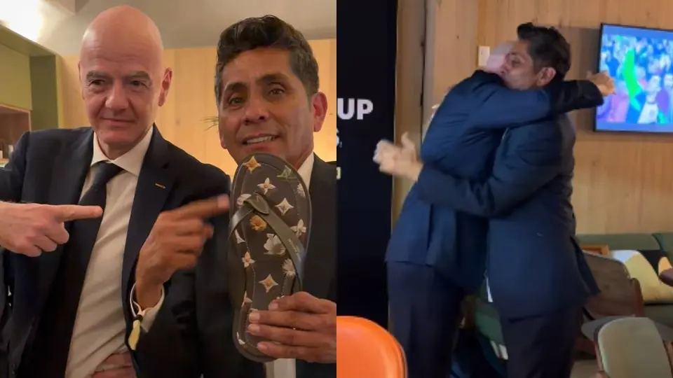 Infatino le obsequia una sandalias de lujo a Jorge Campos en el México vs Ecuador