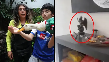 VIDEO: ¿Dueña del Pato Merlín tiene altar satánico? Aparece  Baphomet en su nueva casa