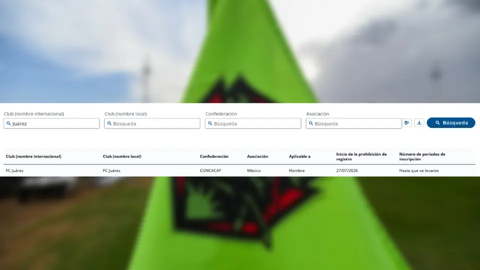 Restricción de la FIFA a FC Juárez | CAPTURA DE PANTALLA