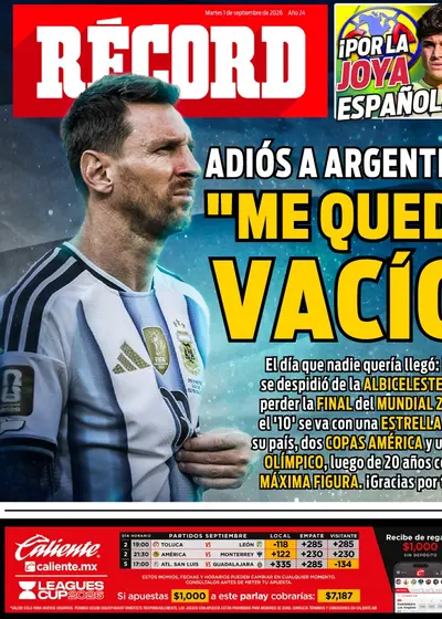 Portada RÉCORD 1 de septiembre de 2026