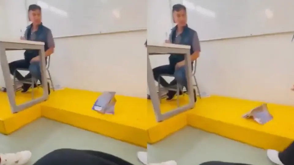 Un video difundido en redes sociales muestra al docente arrojar al piso el cuaderno de una estudiante durante una clase / Especial