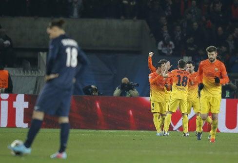 Barcelona celebra el tanto del argentino | AP