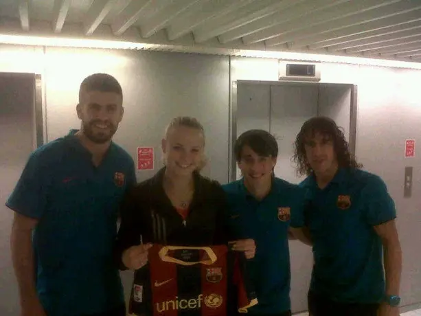 Caroline Wozniacki visita al Barcelona en su hotel