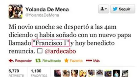 Predice en Twitter nombre de nuevo Papa