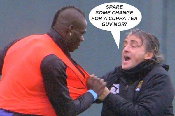Se burlan de bronca entre Balotelli y Mancini