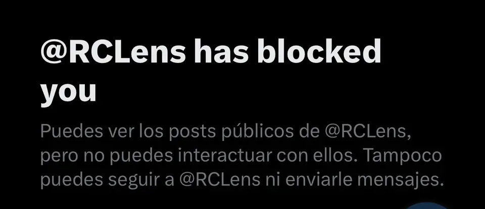 Uno de los usuarios bloqueados por el Lens | Captura de pantalla