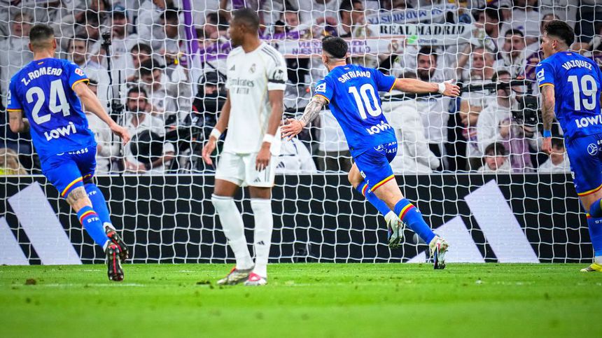 Martín Satriano celebra su gol ante Real Madrid en LaLiga | AP