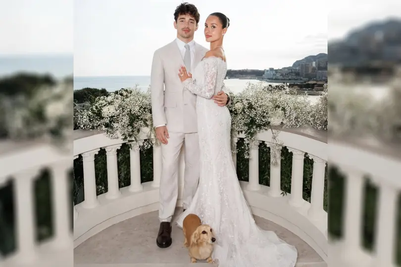 Charles, Alexandra y su perro Leo en la celebración de la boda | INSTAGRAM: @alexandramalenaleclerc