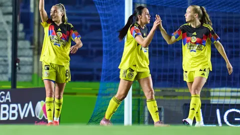 Jugadoras de América en celebración en la Liga MX Femenil | MEXSPORT