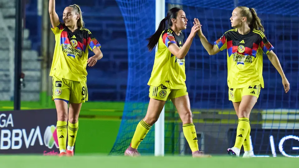 Jugadoras de América en celebración en la Liga MX Femenil | MEXSPORT