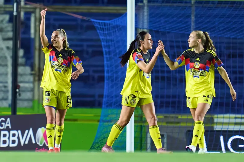 Jugadoras de América en celebración en la Liga MX Femenil | MEXSPORT