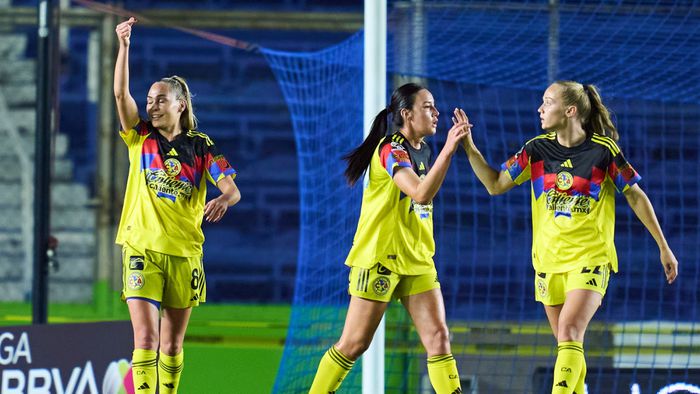 Jugadoras de América en celebración en la Liga MX Femenil | MEXSPORT
