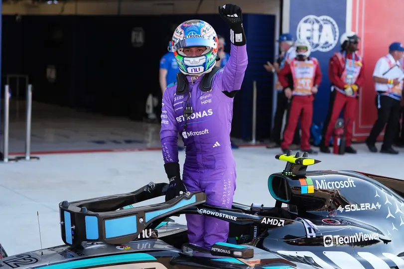 Kimi Antonelli celebrando su pole en el GP de Miami | AP