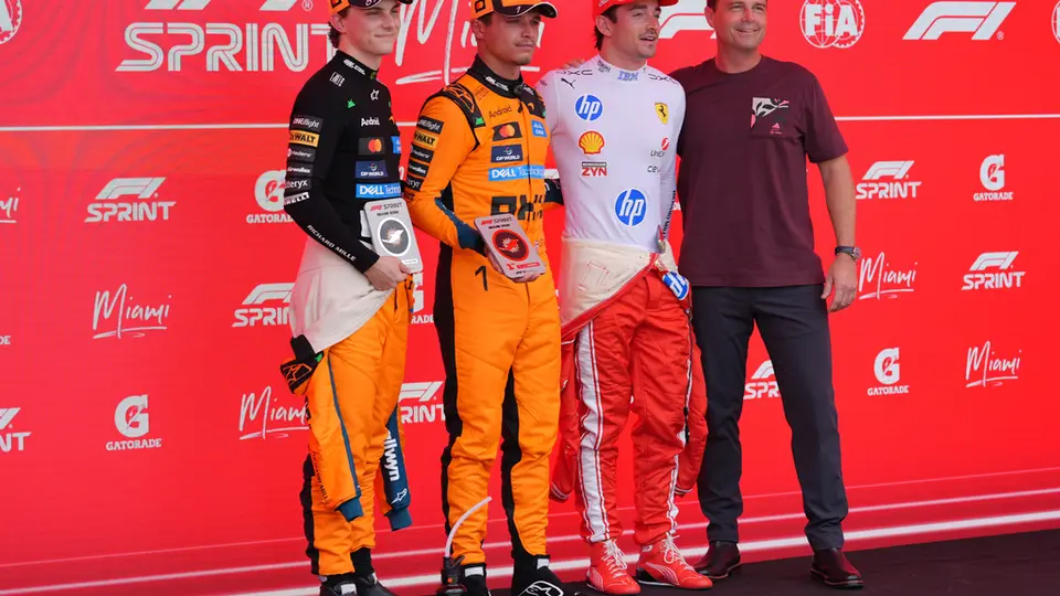 El podio tras el Sprint en el GP de Miami l AP