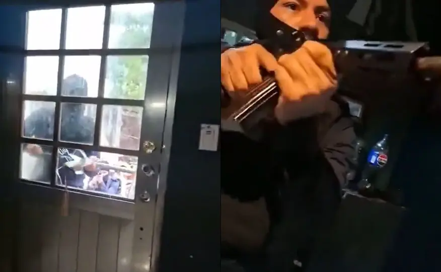 Un video difundido en redes sociales muestra el momento en que varios hombres armados irrumpen en la vivienda de la comunicadora. / Captura de pantalla