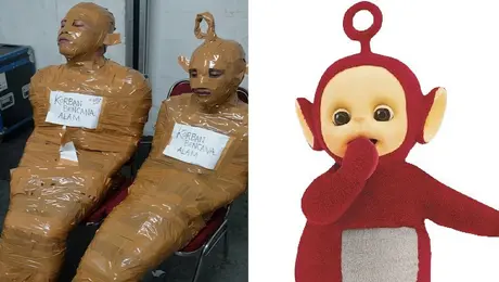 VIDEO: 'Ladrones' atrapados y disfrazados de Teletubbies... la verdad detrás de este caso