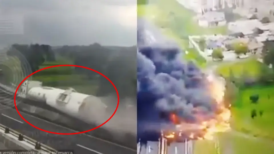 VIDEO: Tráiler de doble remolque explota en Tlaxcala tras perder el control; hay un muerto