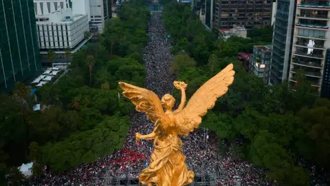 El pasado 30 de junio aficionados se volvieron a reunir en el Ángel tras el triunfo de México. / @GobCDMX
