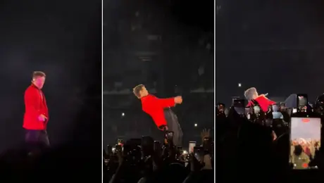 Harry Styles sufre caída en pleno concierto del Estadio GNP tras la lluvia en CDMX / VIDEO